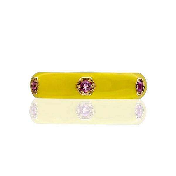 Кольцо из жёлтого золота с аметистами