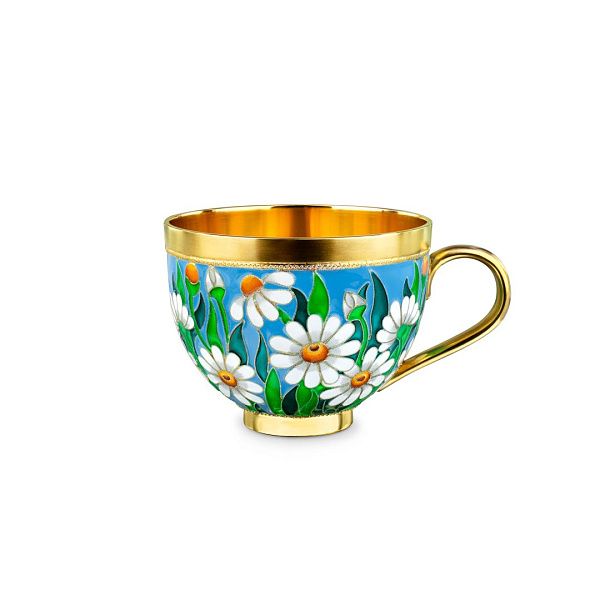 Набор чашка с блюдцем «Любит-не любит» из серебра