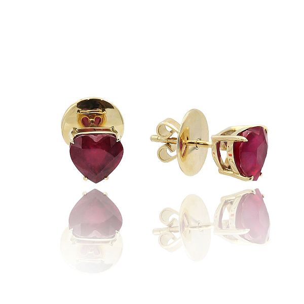 Пусеты из желтого золота с рубинами