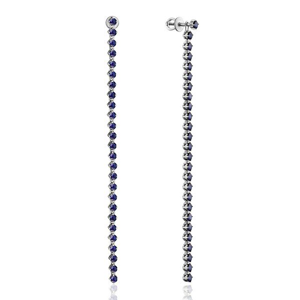 Пусеты из белого золота с сапфирами