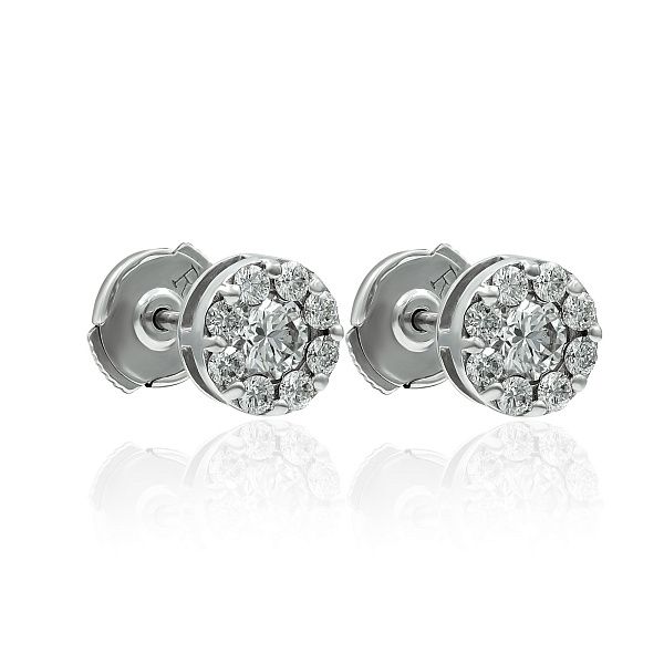 Пусеты из белого золота с бриллиантами