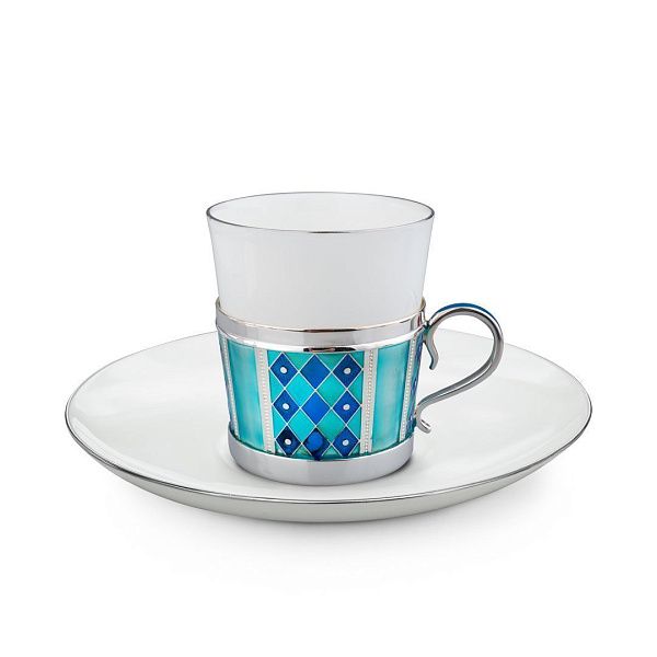 Набор кофейный из серебра с фианитом