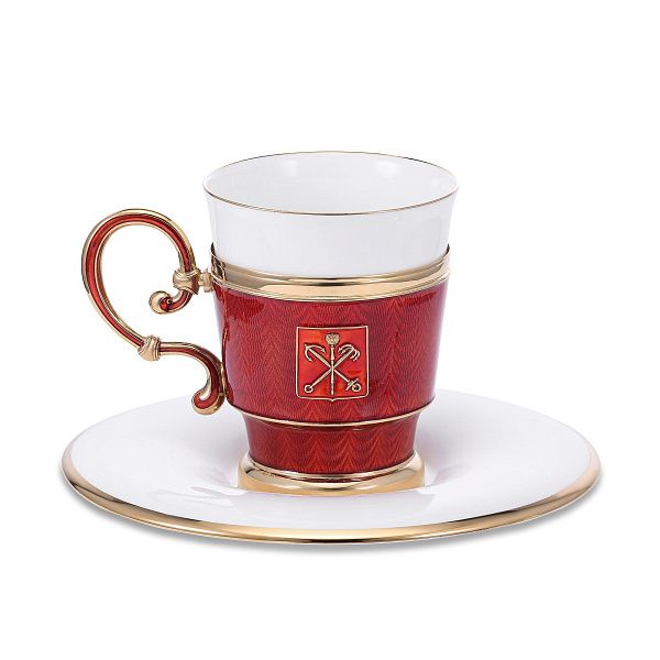 Набор чайный «Герб Санкт-Петербурга» из серебра