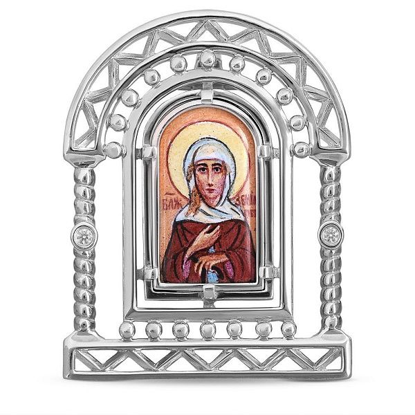 Икона «Ксения Блаженная» из серебра с фианитами