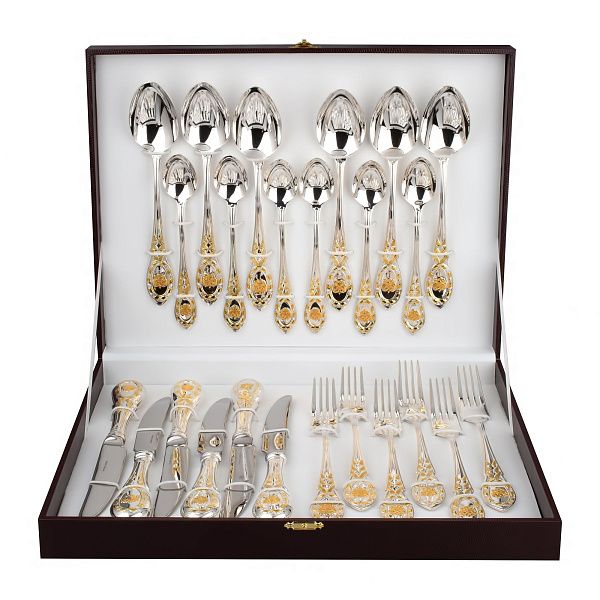 Десертный набор «Государственный» с золочением на 6 персон