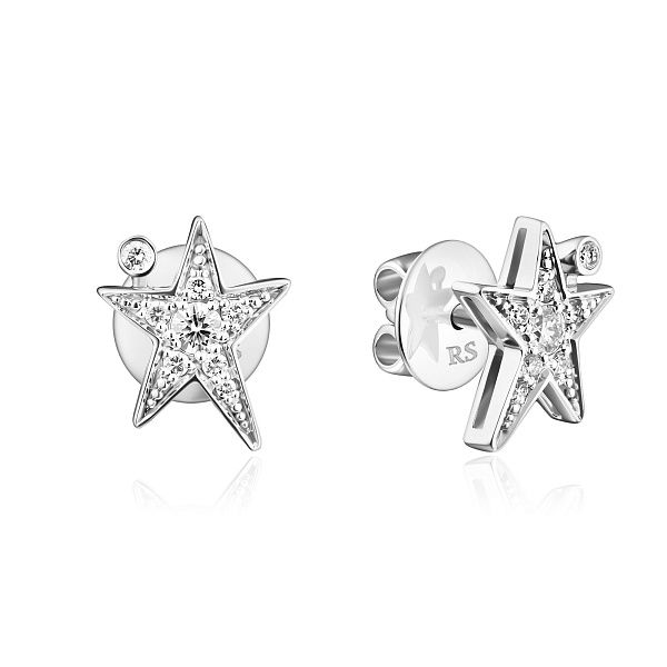 Пусеты из белого золота с бриллиантами