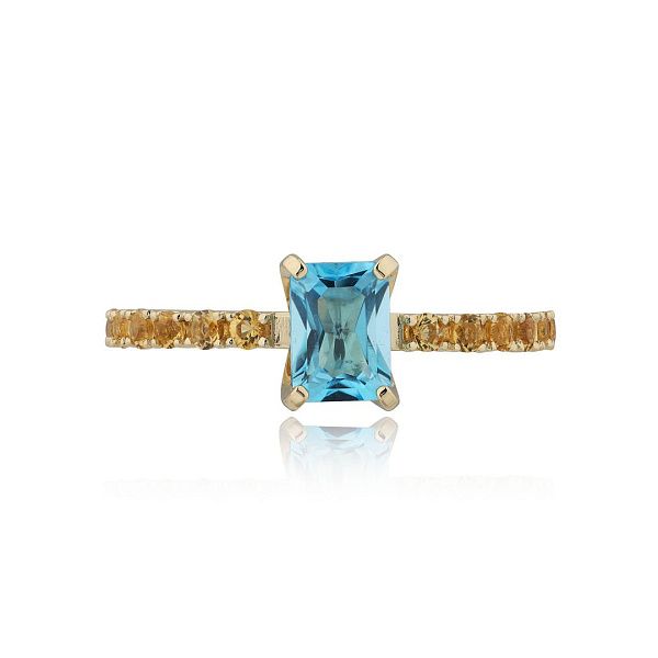 Кольцо из желтого золота с топазом 1.0 ct и цитринами