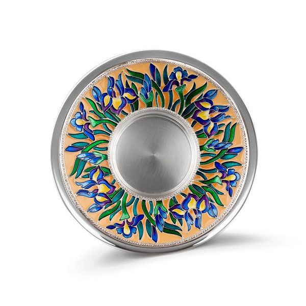 Блюдце «Ирисы» из серебра 