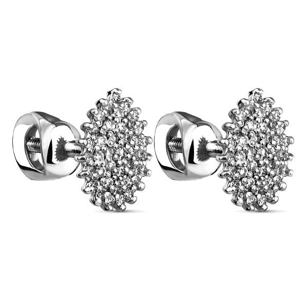 Пусеты из белого золота с бриллиантами