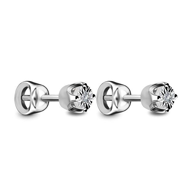 Пусеты из белого золота с бриллиантами