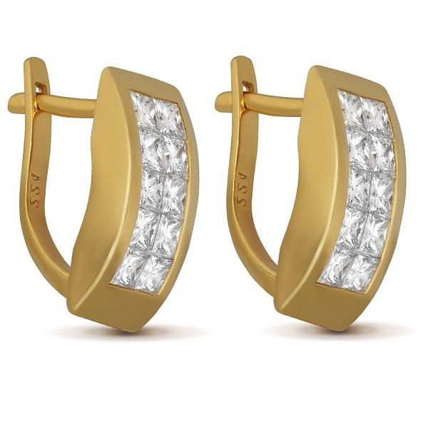 Серьги из желтого золота с бриллиантами