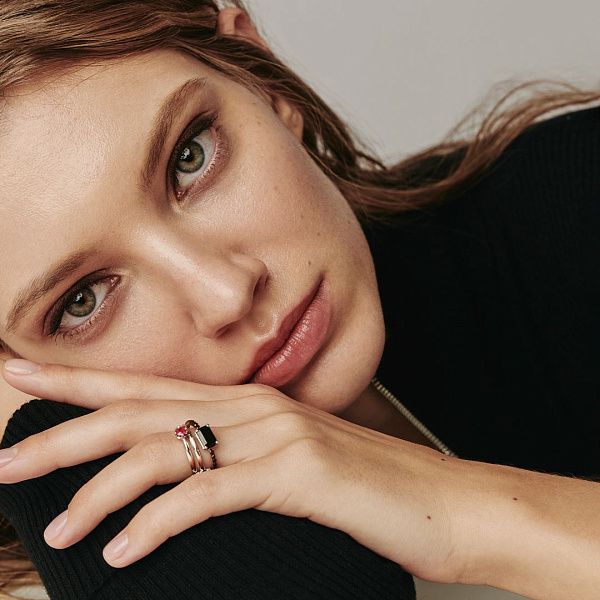 Кольцо из белого золота с турмалином и бриллиантами