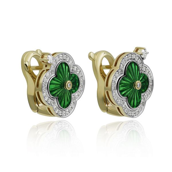 Серьги из желтого золота с бриллиантами