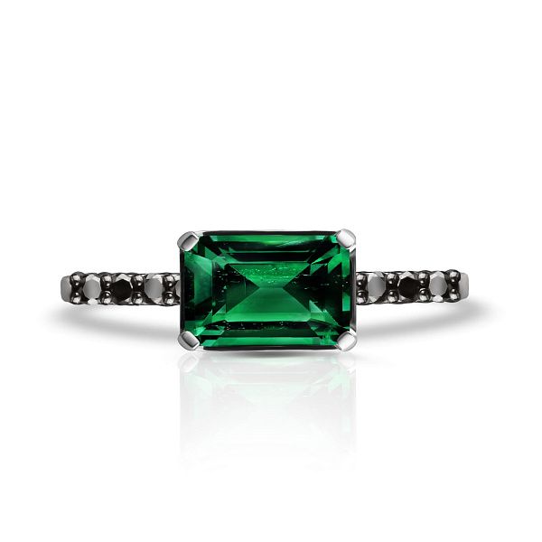 Кольцо из белого золота с турмалином и бриллиантами