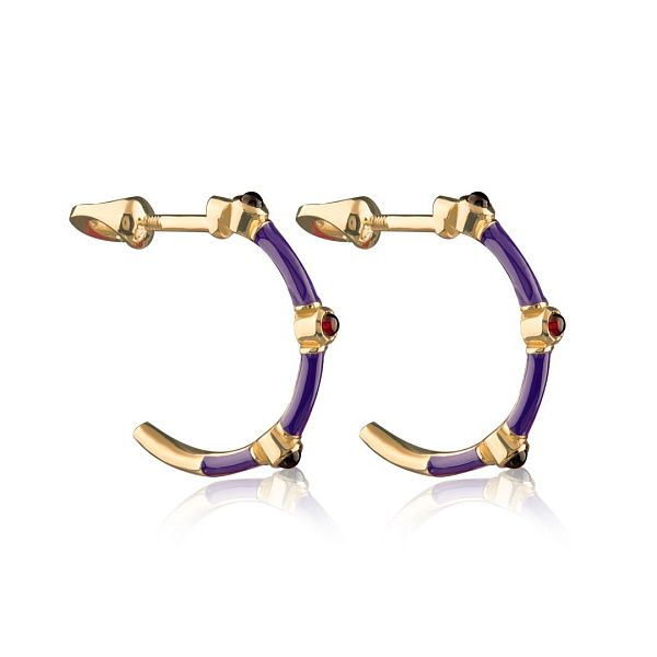 Пусеты из желтого золота с альмандинами