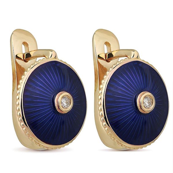 Серьги из желтого золота с бриллиантами