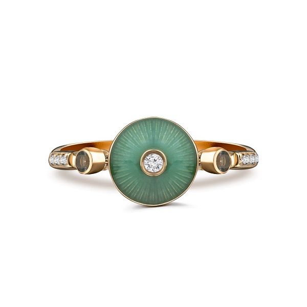 Кольцо из желтого золота с топазами и бриллиантами