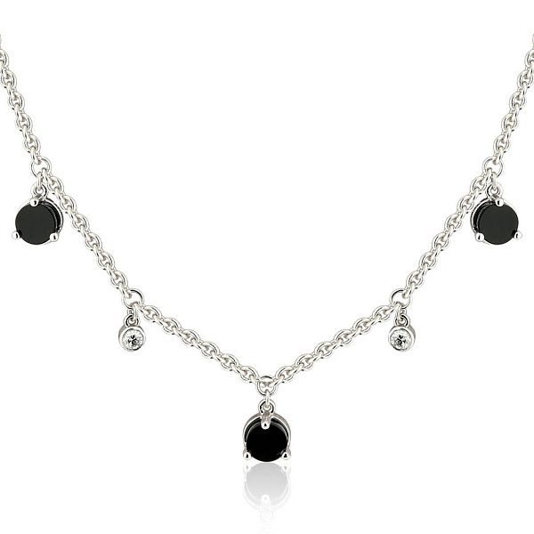 Колье из белого золота с ониксами и бриллиантами