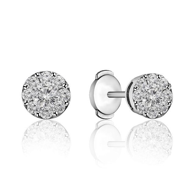 Пусеты из белого золота с бриллиантами