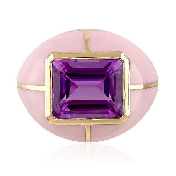 Кольцо из желтого золота с аметистом