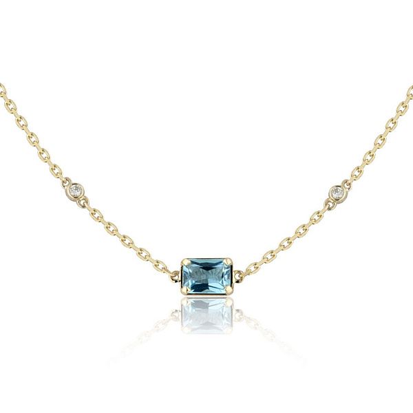 Колье из желтого золота с топазом и бриллиантами