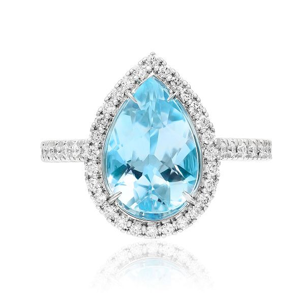 Кольцо из белого золота с топазом и бриллиантами