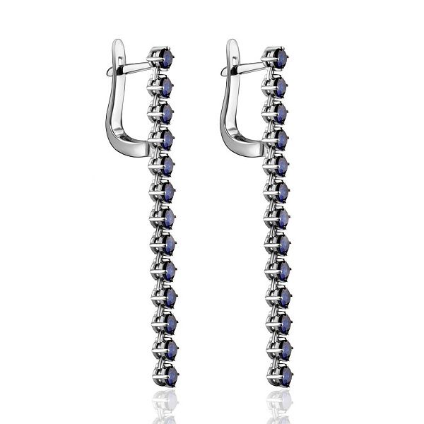 Серьги из белого золота с сапфирами