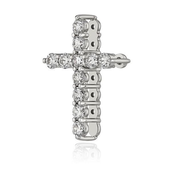 Крест из белого золота с бриллиантами