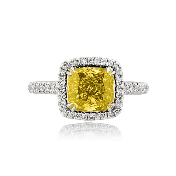 Кольцо из белого золота с желтым бриллиантом 2.5 ct