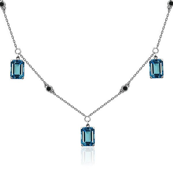 Колье из белого золота с топазами и бриллиантами