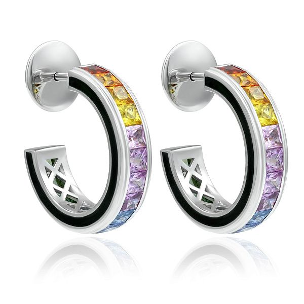 Пусеты из белого золота с сапфирами