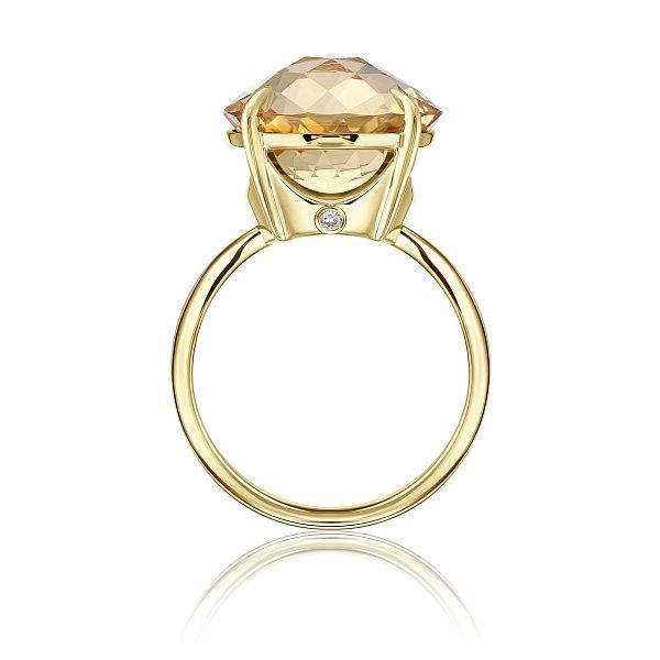 Кольцо из желтого золота с цитрином и бриллиантом