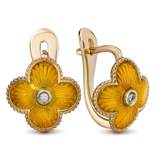 Серьги из желтого золота с бриллиантами