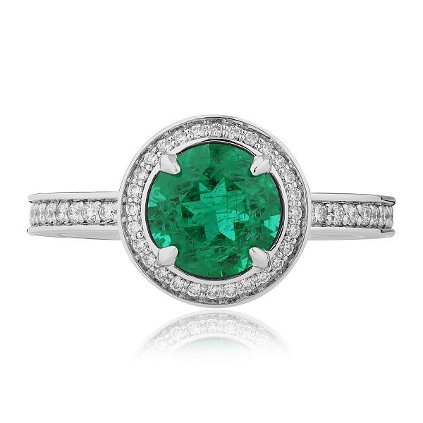 Кольцо из белого золота с изумрудом 2.04 ct и бриллиантами