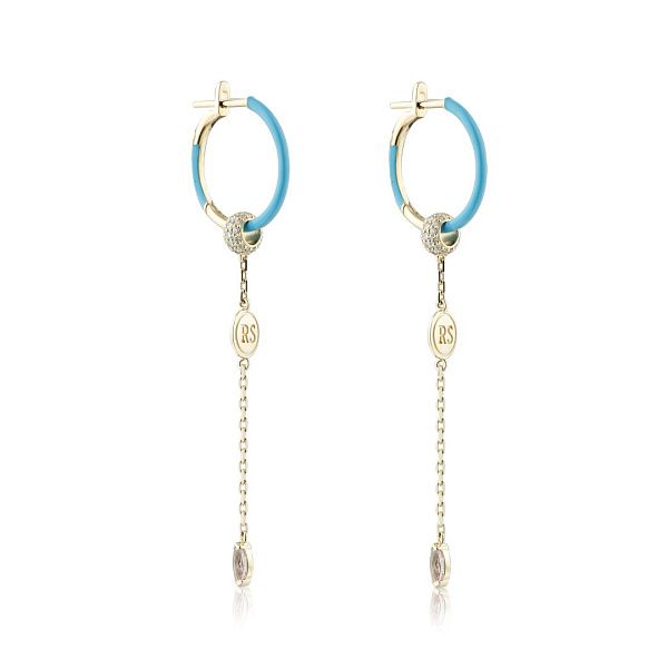 Серьги из желтого золота с аметистами и бриллиантами