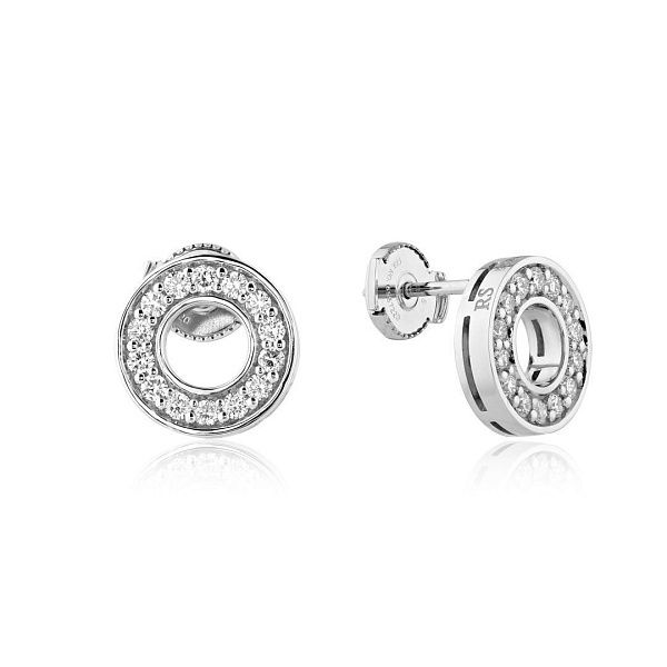 Пусеты из белого золота с бриллиантами