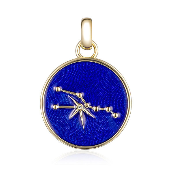 Подвеска «Телец» из желтого золота с бриллиантами