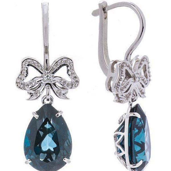 Серьги из белого золота с бриллиантами и топазами 1.87 ct