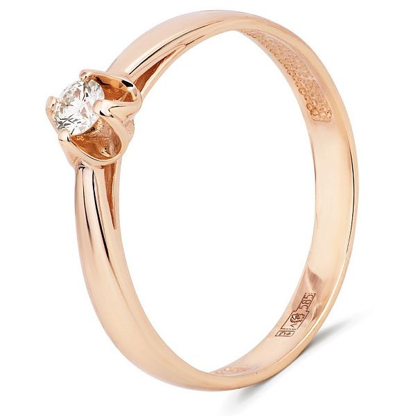 Кольцо из красного золота с бриллиантом