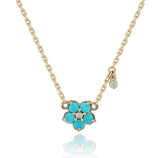 Колье из желтого золота с бирюзой и бриллиантами