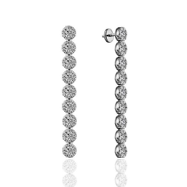 Пусеты из белого золота с бриллиантами