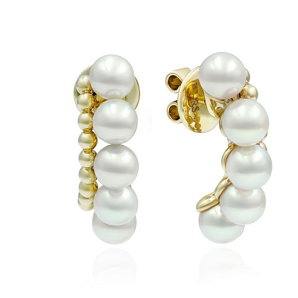 Пусеты из желтого золота с жемчугом