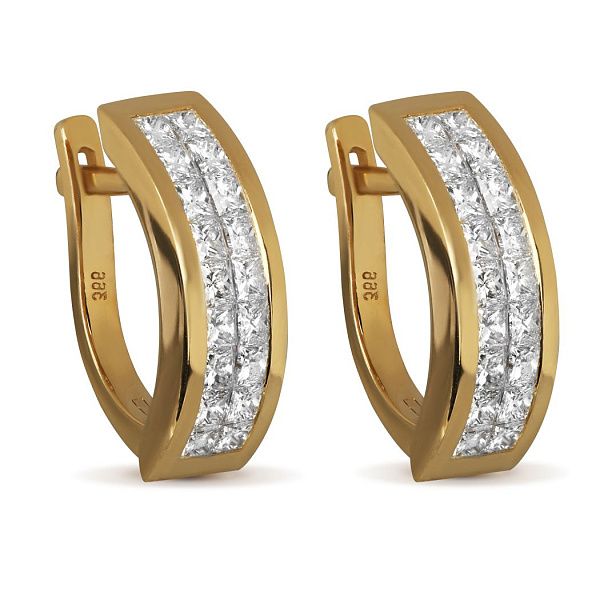 Серьги из желтого золота с бриллиантами