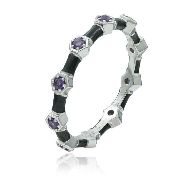 Кольцо из белого золота с аметистами