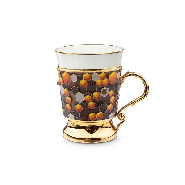 Набор кофейный из серебра с янтарем