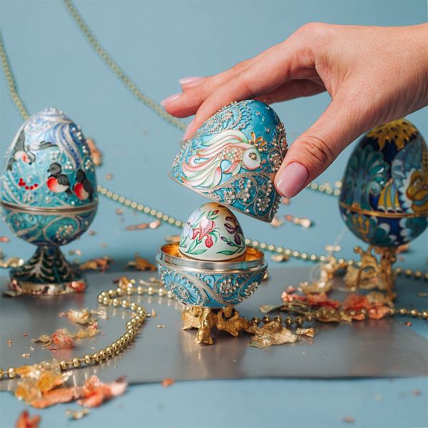 Яйцо-шкатулка из серебра 