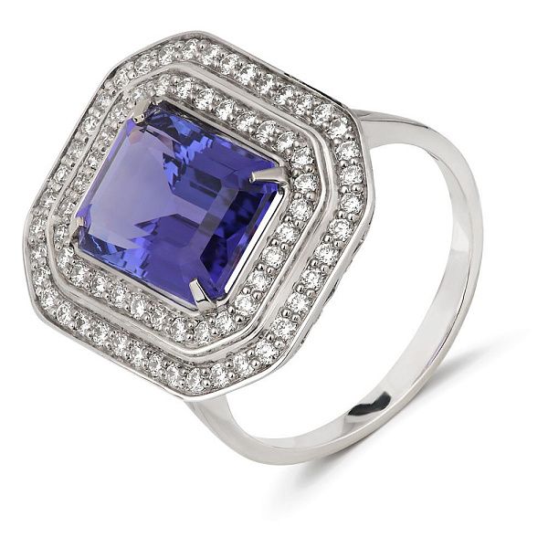 Кольцо из белого золота с бриллиантами и танзанитом