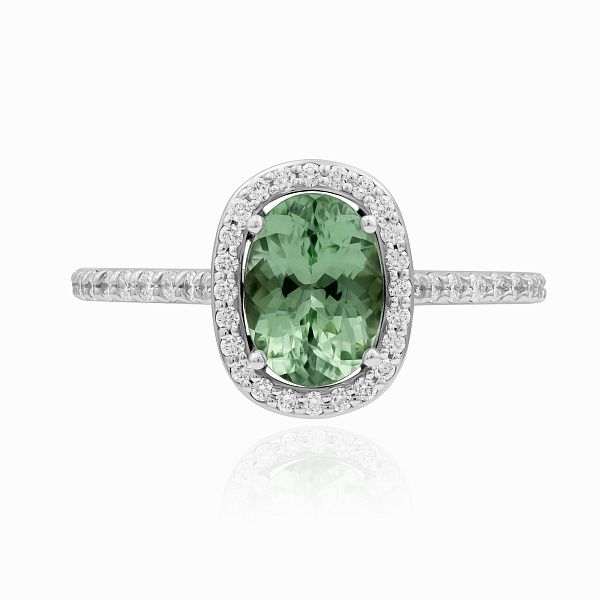 Кольцо из белого золота с бриллиантами и цаворитом 1.5 ct