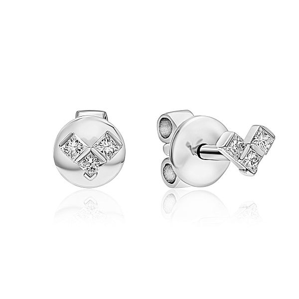 Пусеты из белого золота с бриллиантами