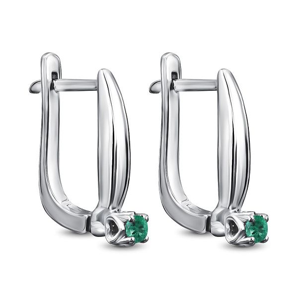 Серьги из белого золота с изумрудами